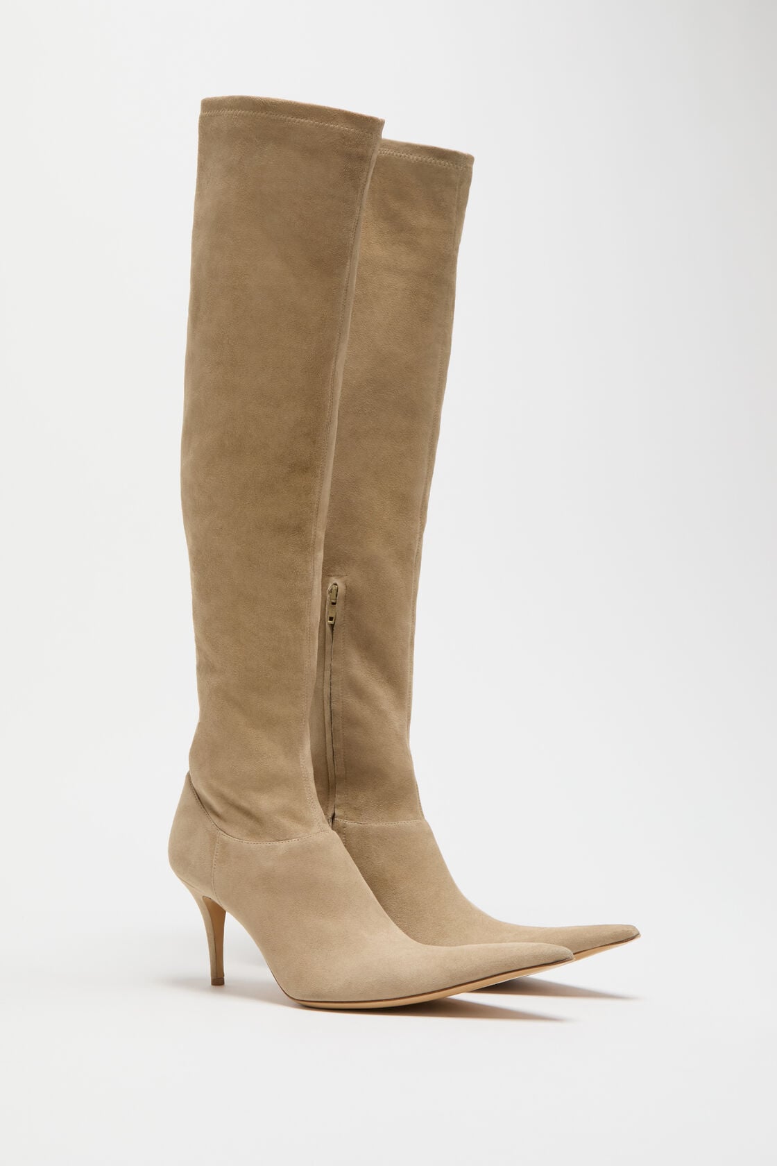 Stretch suede boot - Beige