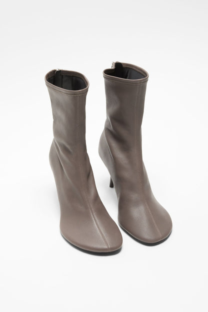 Stretch leather ankle boot - Earthy brown