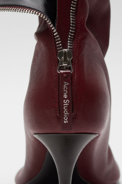 Leather ankle boot - Wine red