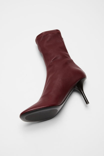 Leather ankle boot - Wine red