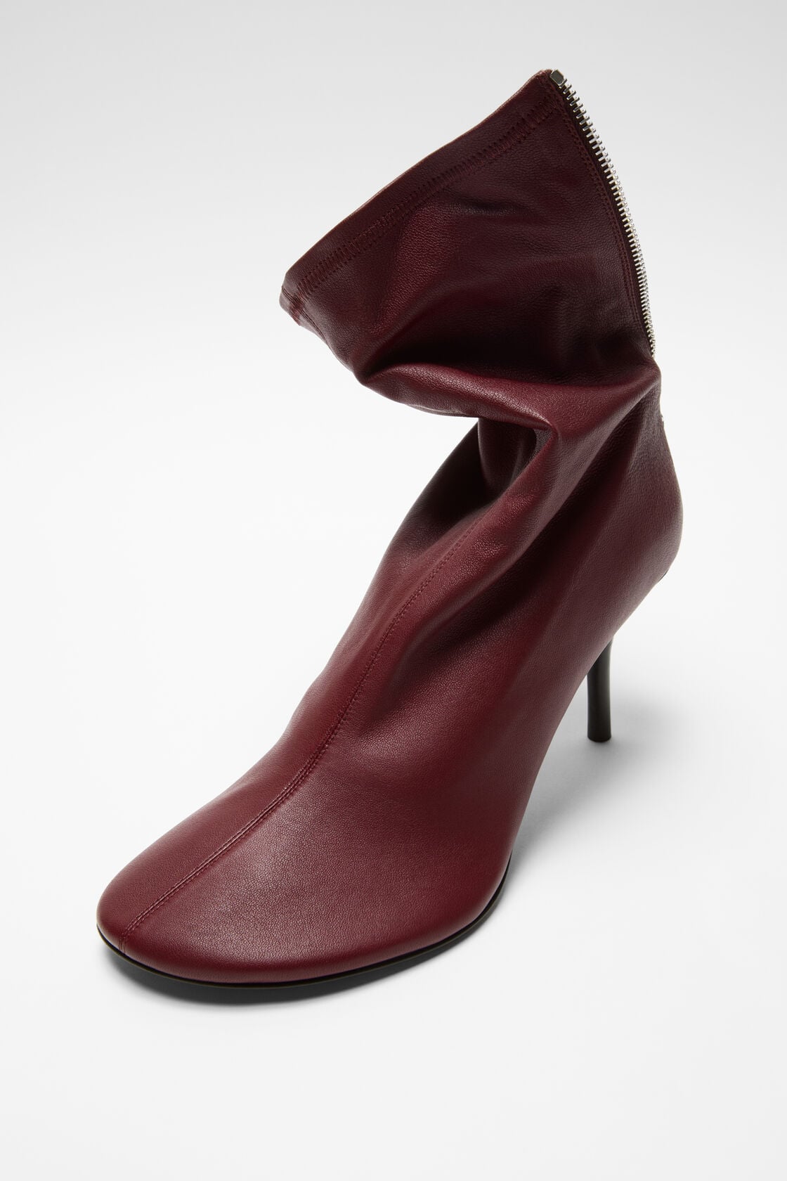 Leather ankle boot - Wine red