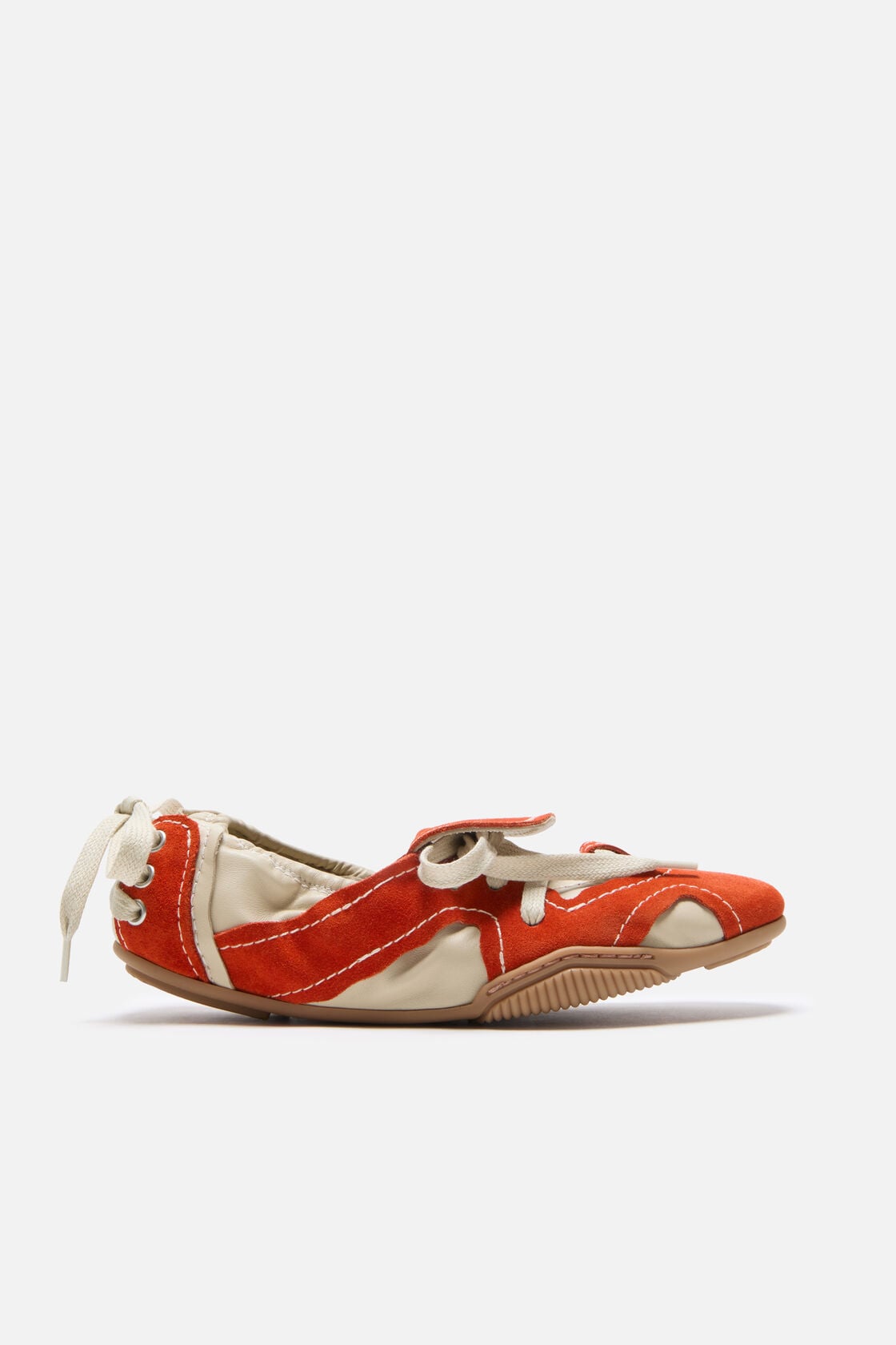 Suede lace-up shoes - Off white/Orange