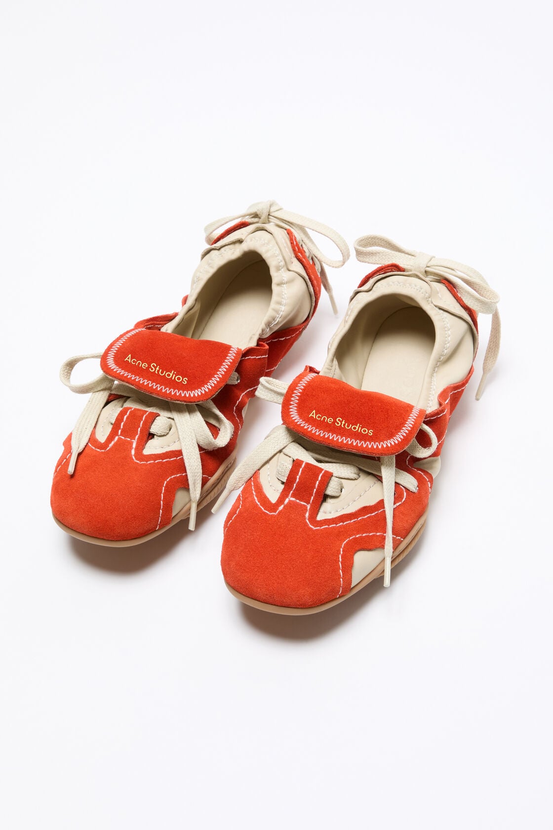 Suede lace-up shoes - Off white/Orange