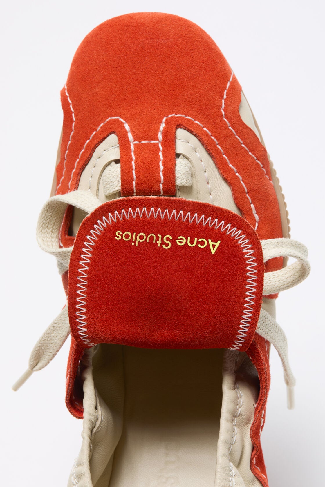 Suede lace-up shoes - Off white/Orange