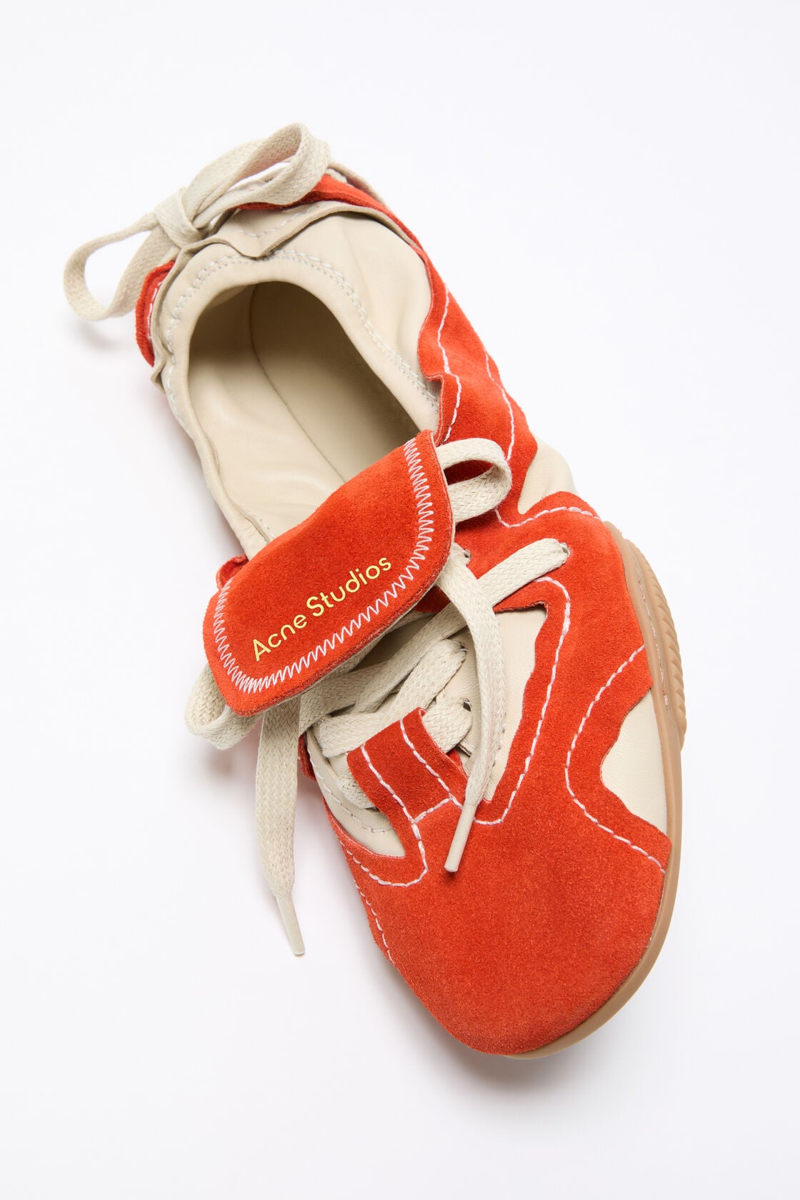 Suede lace-up shoes - Off white/Orange