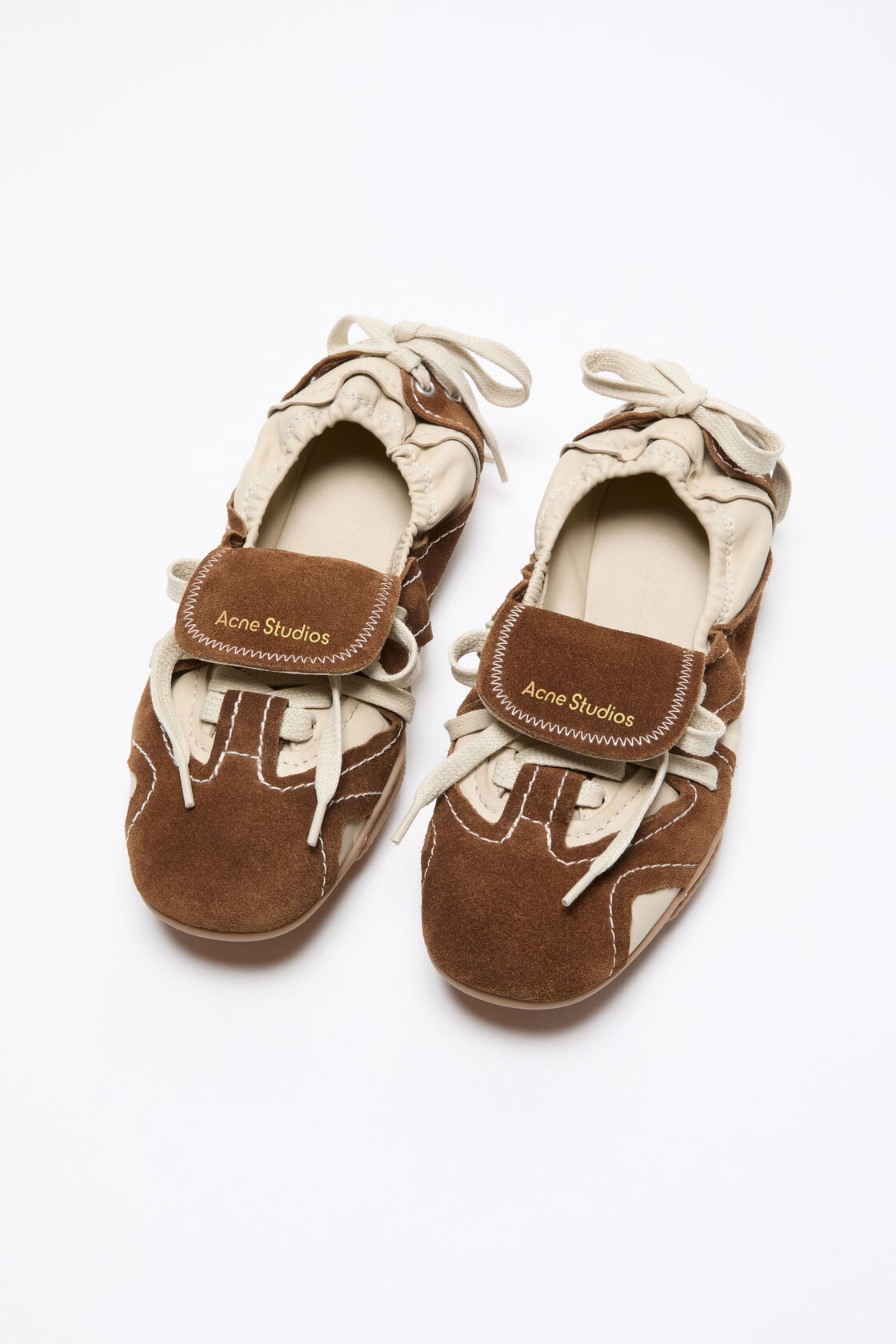 Suede lace-up shoes - Off white/brown