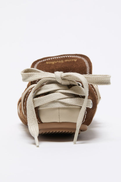 Suede lace-up shoes - Off white/brown
