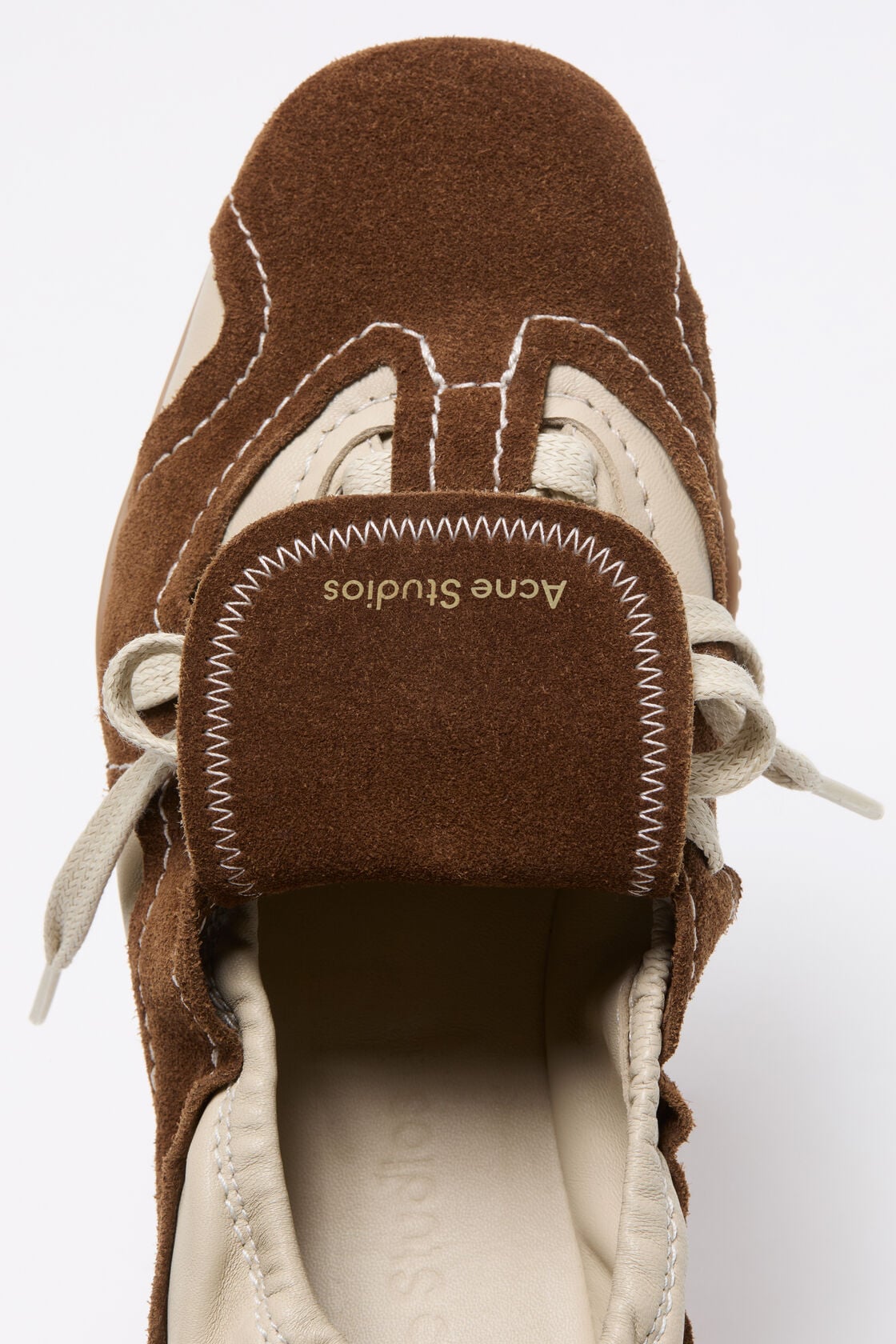 Suede lace-up shoes - Off white/brown