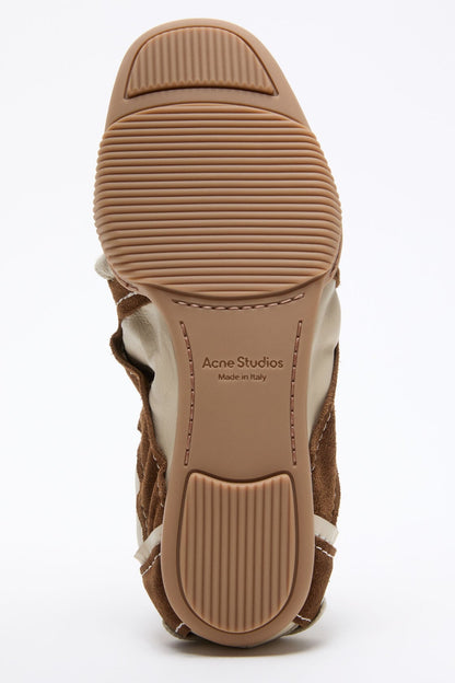Suede lace-up shoes - Off white/brown