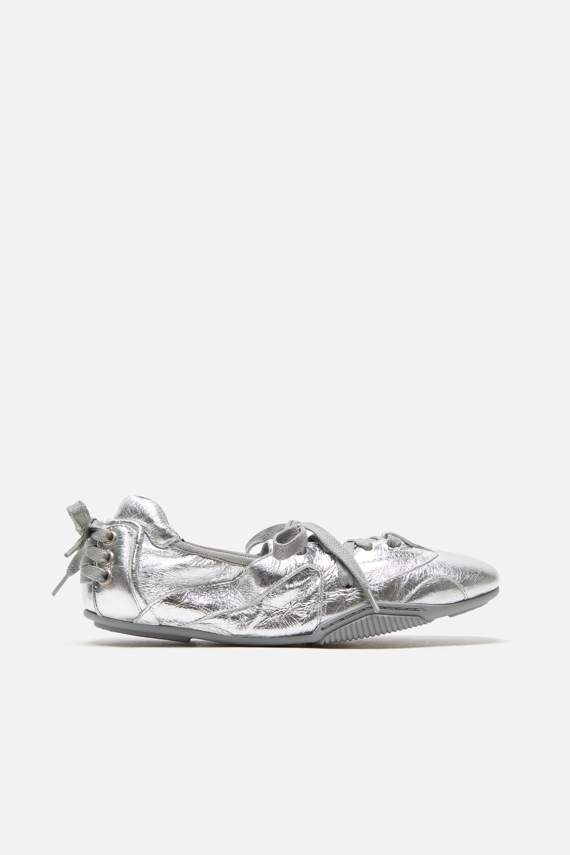 Lace-up leather shoes - Silver/grey