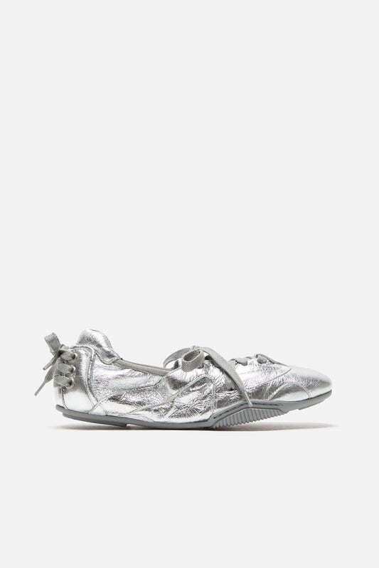 Lace-up leather shoes - Silver/grey