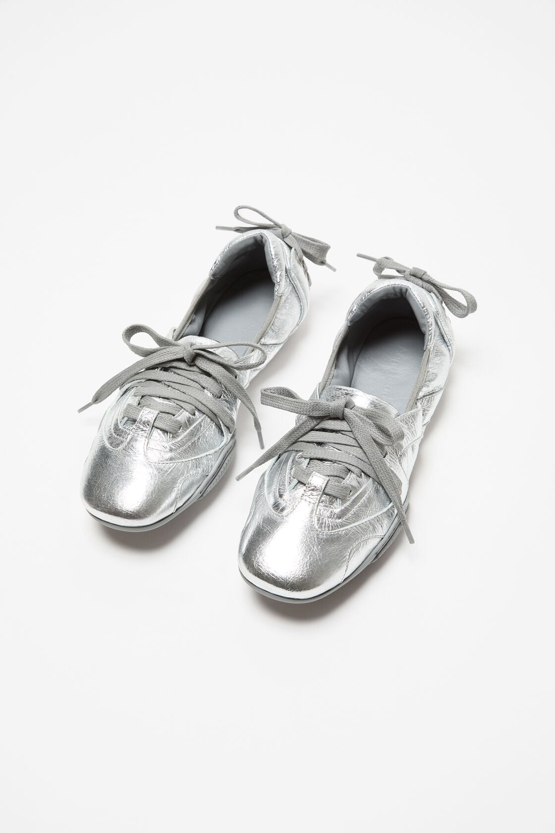 Lace-up leather shoes - Silver/grey