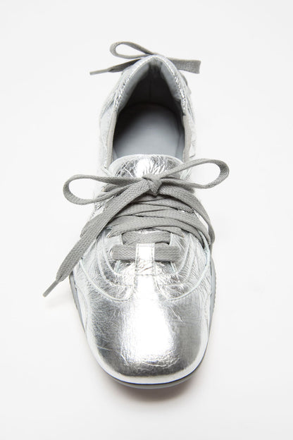 Lace-up leather shoes - Silver/grey