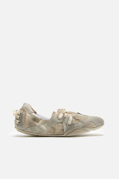 Lace-up suede shoes - Multi White