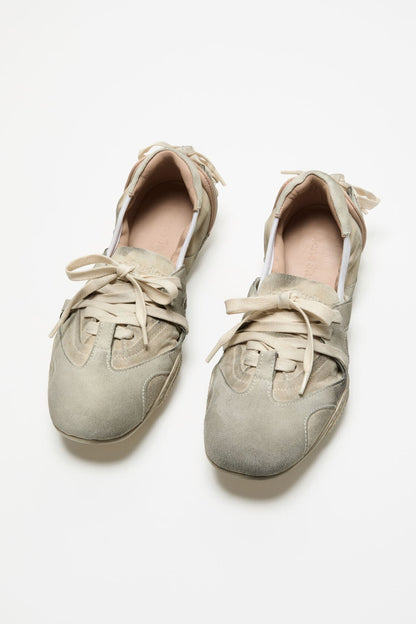 Lace-up suede shoes - Multi White