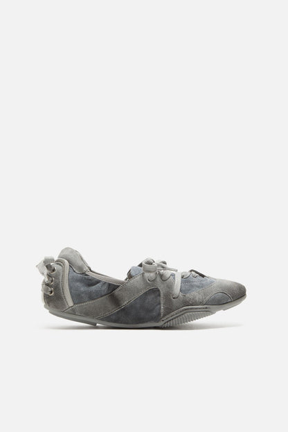 Lace-up suede shoes - Multi grey