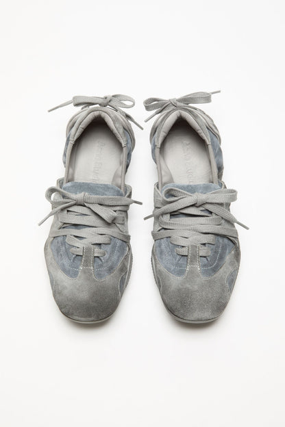 Lace-up suede shoes - Multi grey