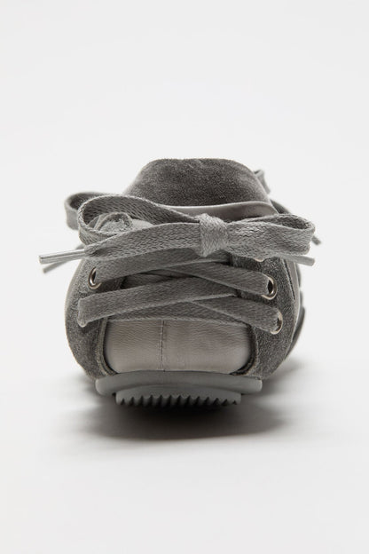 Lace-up suede shoes - Multi grey