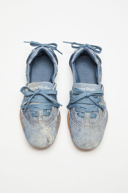 Lace-up leather shoes - Light blue