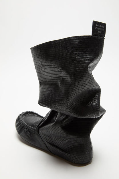 Slouch saddle boots - Black