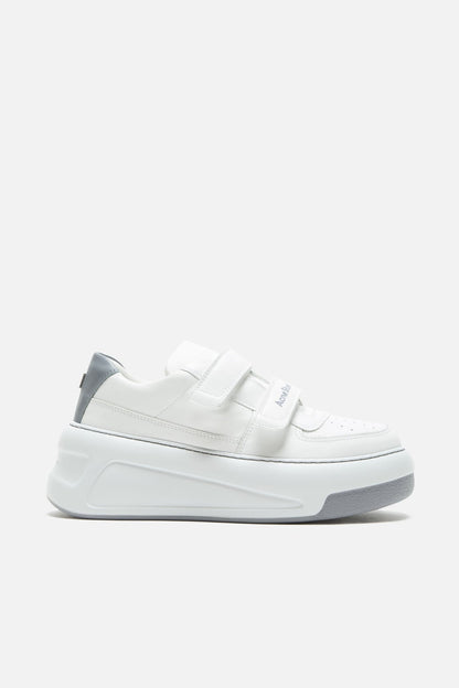 Leather Velcro Sneakers - Grey/optic white