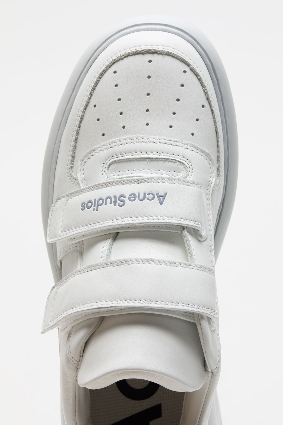 Leather Velcro Sneakers - Grey/optic white