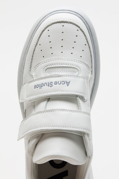 Leather Velcro Sneakers - Grey/optic white