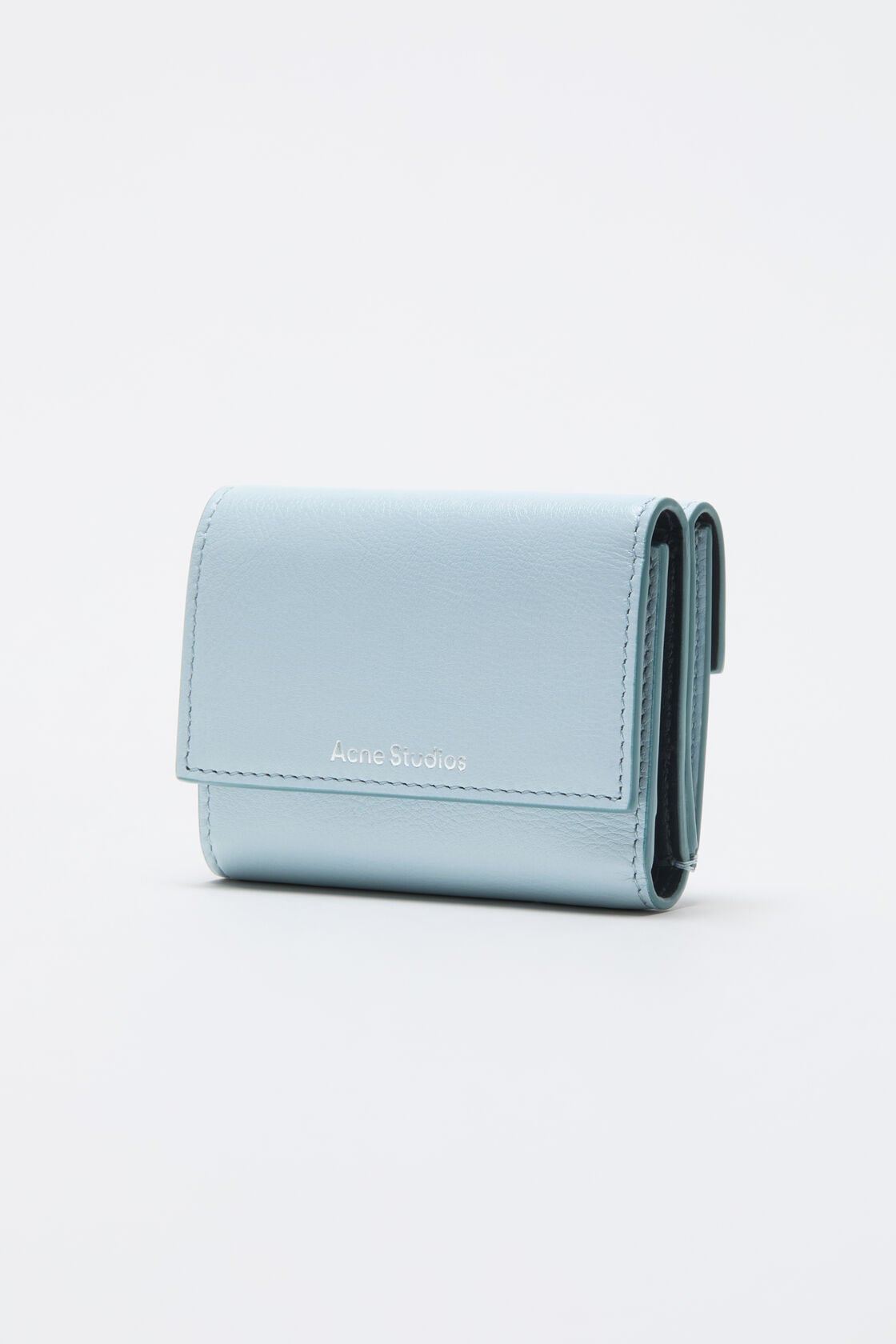 Leather trifold wallet - Dusty blue