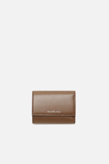 Trifold leather wallet - Camel brown