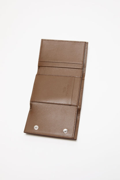Trifold leather wallet - Camel brown