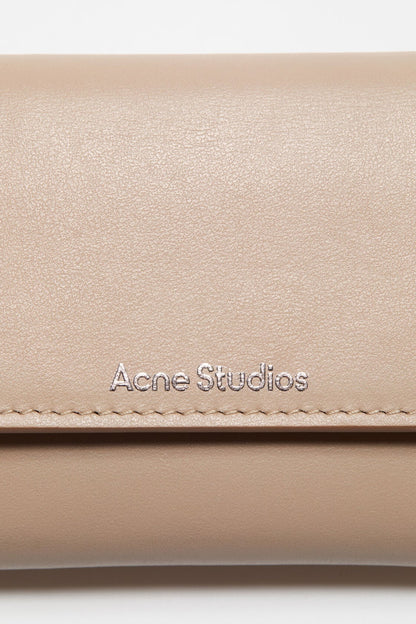 Trifold leather wallet - Taupe beige