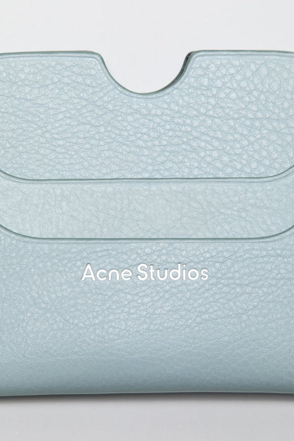 Leather card holder wallet - Dusty blue