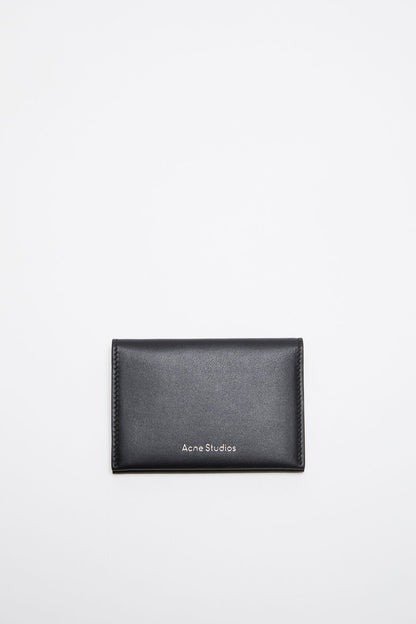 Folded leather wallet - Black