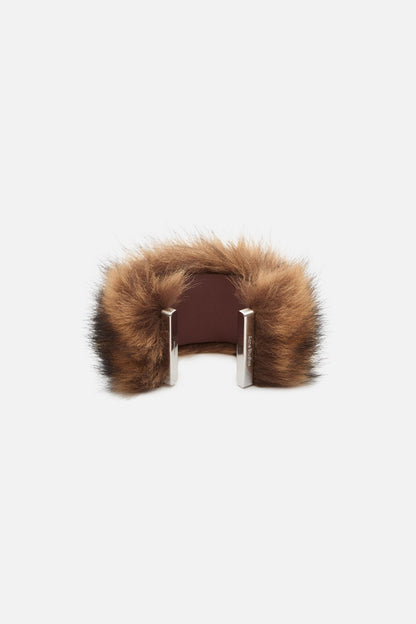 Furry bracelet - Silver/Brown