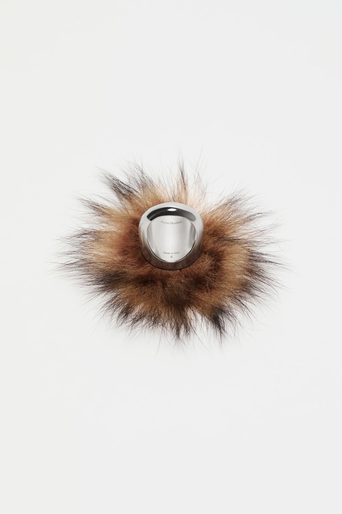 Fur-covered ring - Silver/Brown