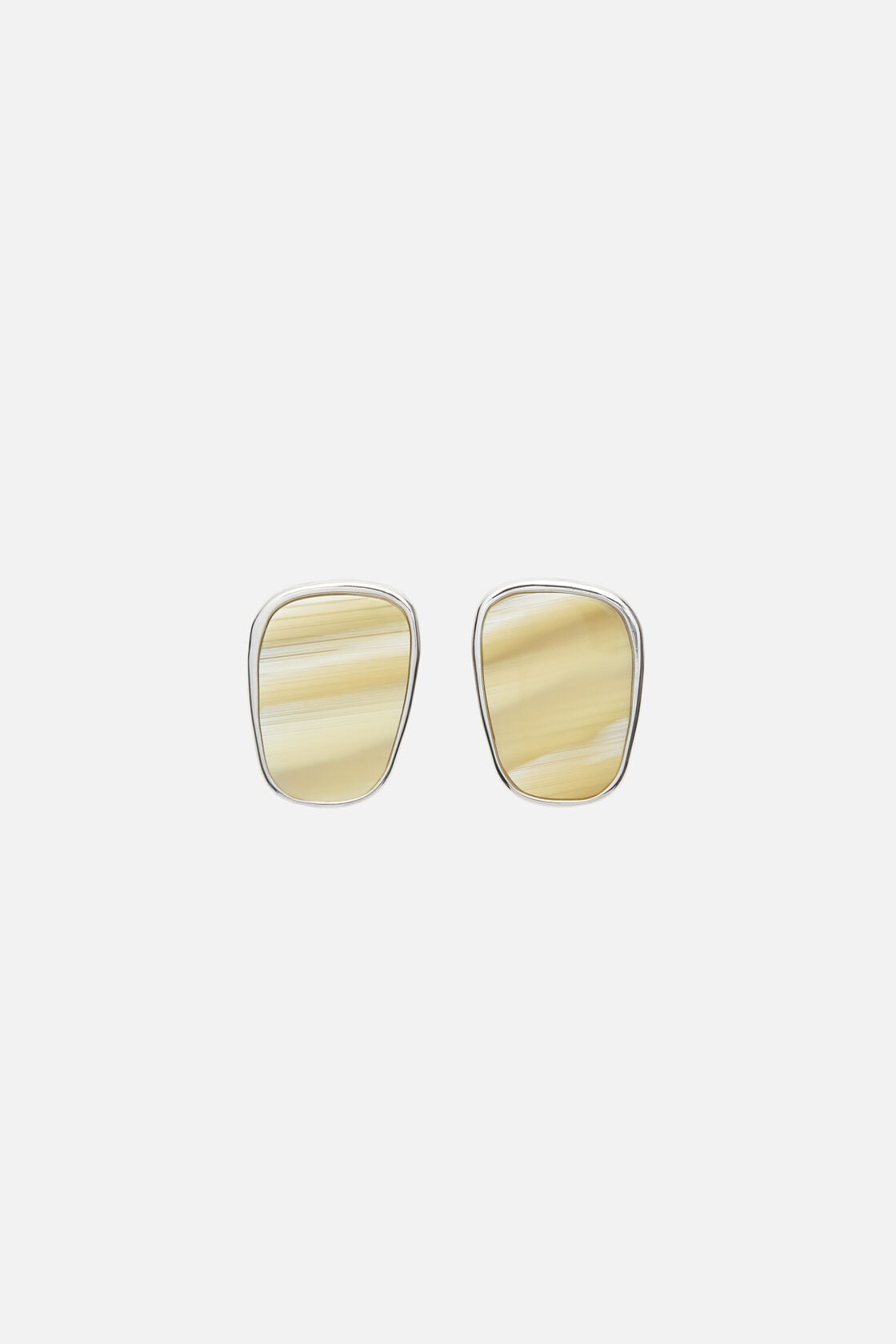 Resin plate earrings - Silver/Cream