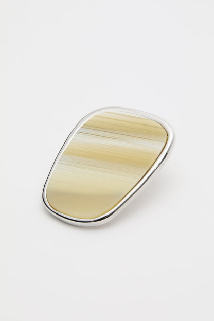 Resin plate earrings - Silver/Cream