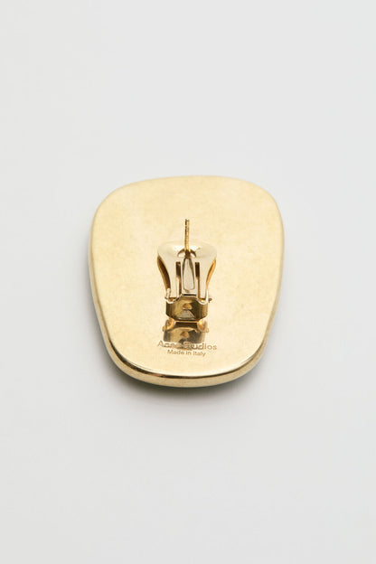 Stone plate earrings - Semi matt gold/green