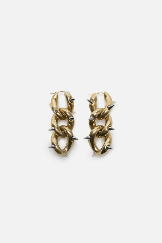 Chunky chain earrings - Semi matt gold/Silver