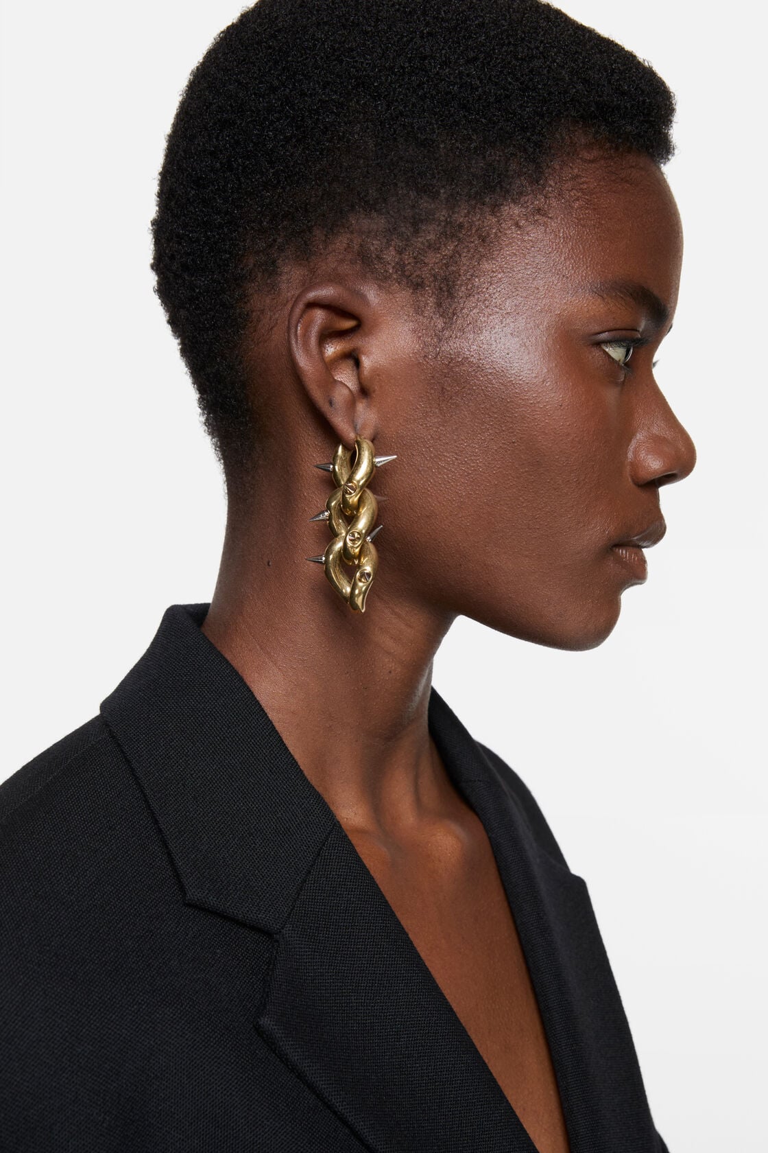 Chunky chain earrings - Semi matt gold/Silver