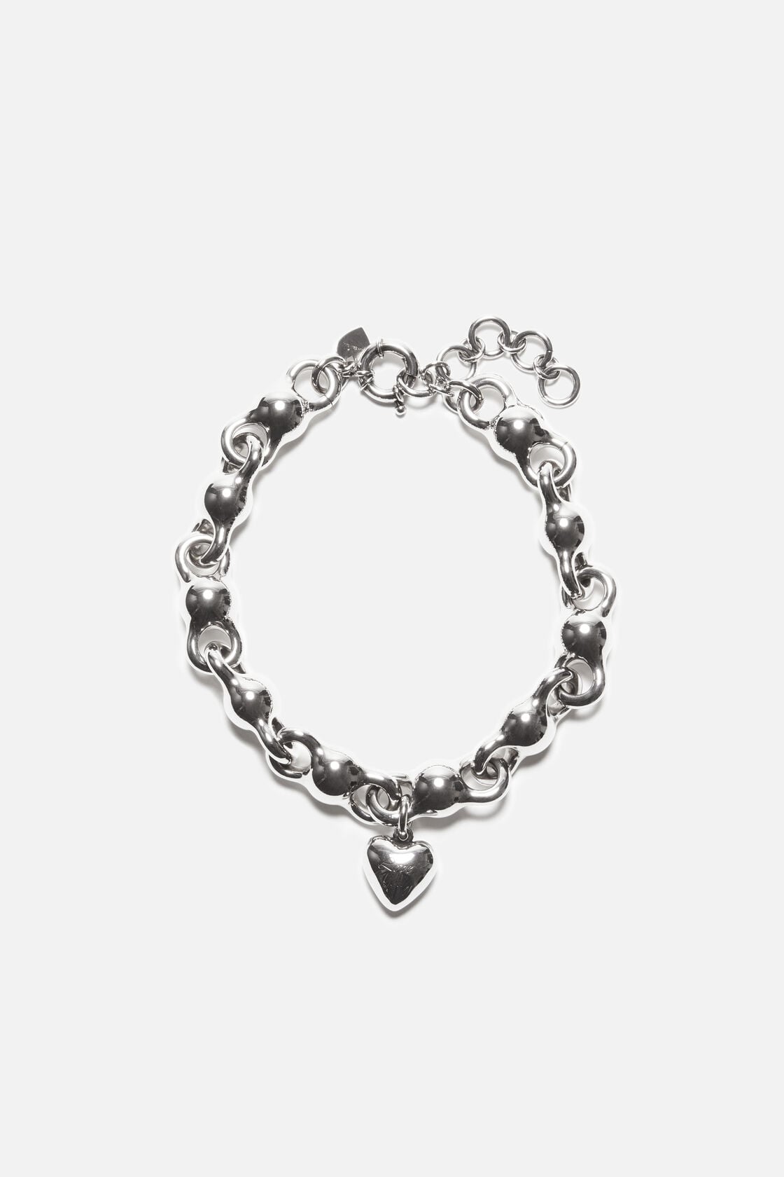 Heart charm necklace - Antique Silver