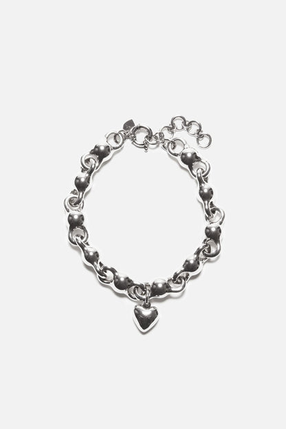 Heart charm necklace - Antique Silver