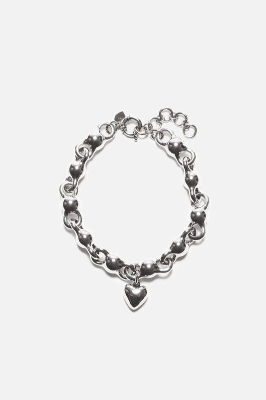 Heart charm necklace - Antique Silver