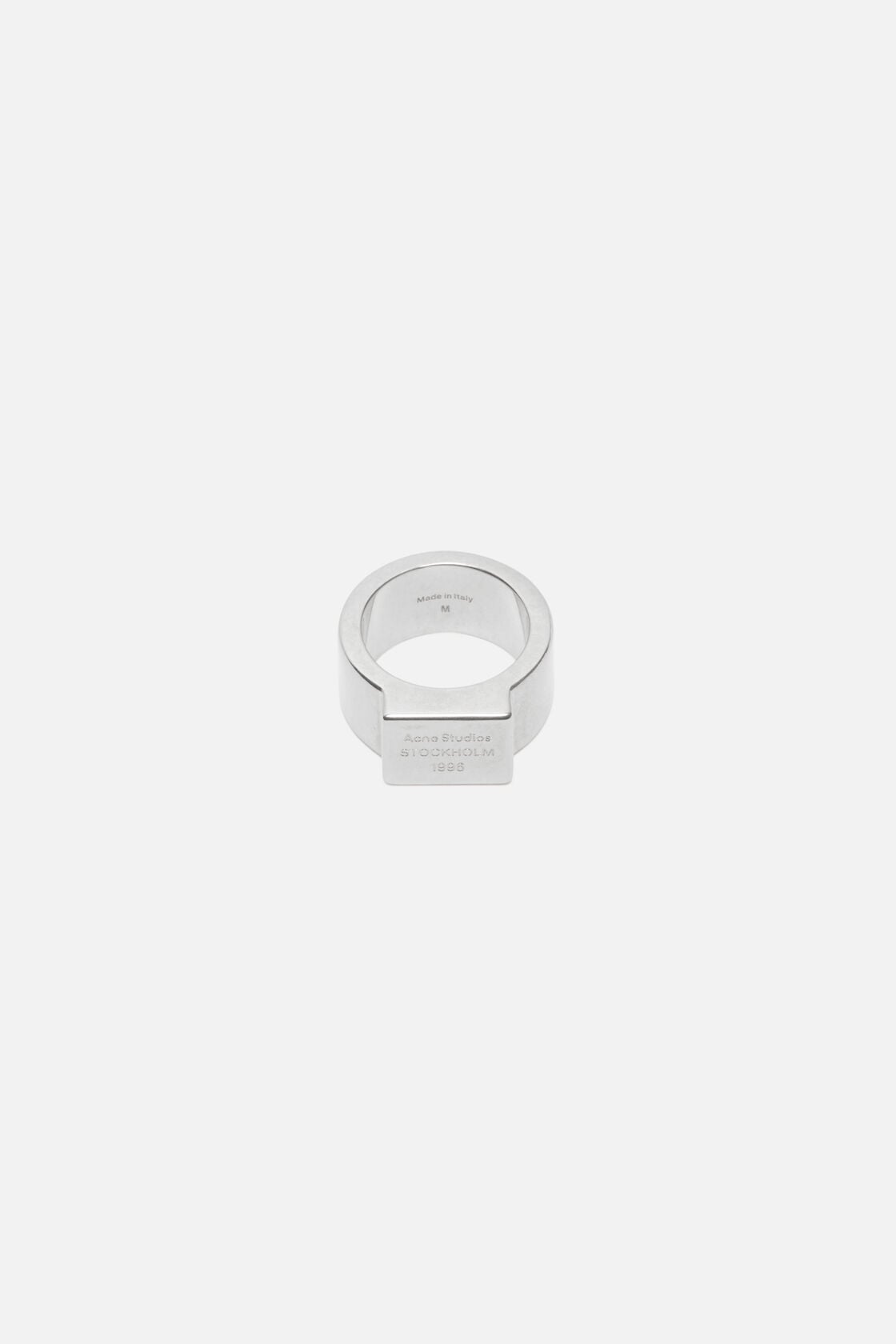 Logo engraved signet ring - Semi matt silver