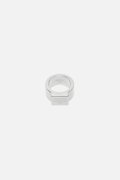 Logo engraved signet ring - Semi matt silver