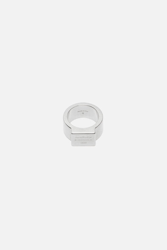 Logo engraved signet ring - Semi matt silver
