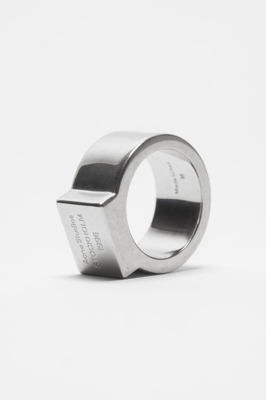 Logo engraved signet ring - Semi matt silver