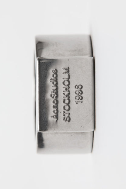 Logo engraved signet ring - Semi matt silver