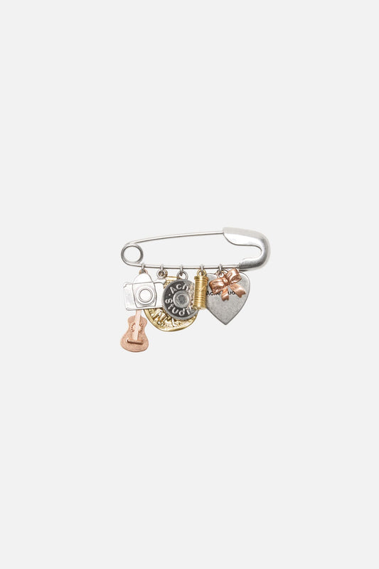 Brooch with charms - Semi matt silver/Multi