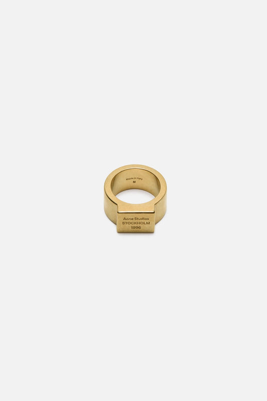 Logo engraved signet ring - Semi matt gold